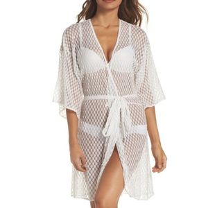 eberjey // cream lace belted robe
